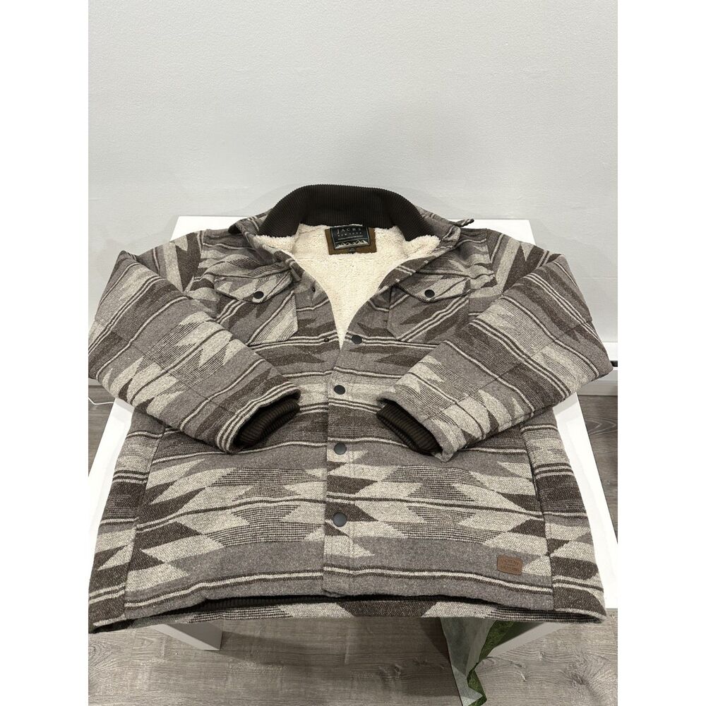 JACHS New York Men’s XL Southwestern Aztec Sherpa Lined Wool Blend Shacket
